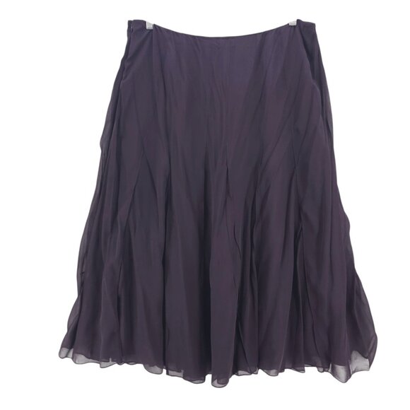 EILEEN FISHER 100% Silk Pleated A Line Skirt Plum Purple Size 2X - Picture 4 of 10